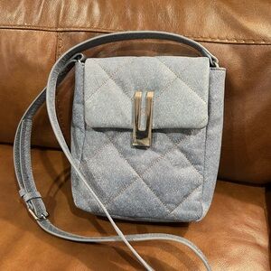 Vince Camuto Denim Blue Quilted Crossbody Bag